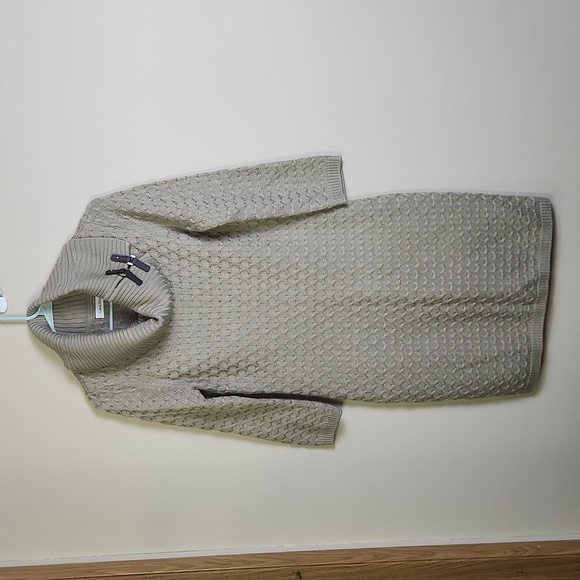 Calvin Klein Khaki Buckled Cowl-Neck Sweater Dress - Picture 2 of 7